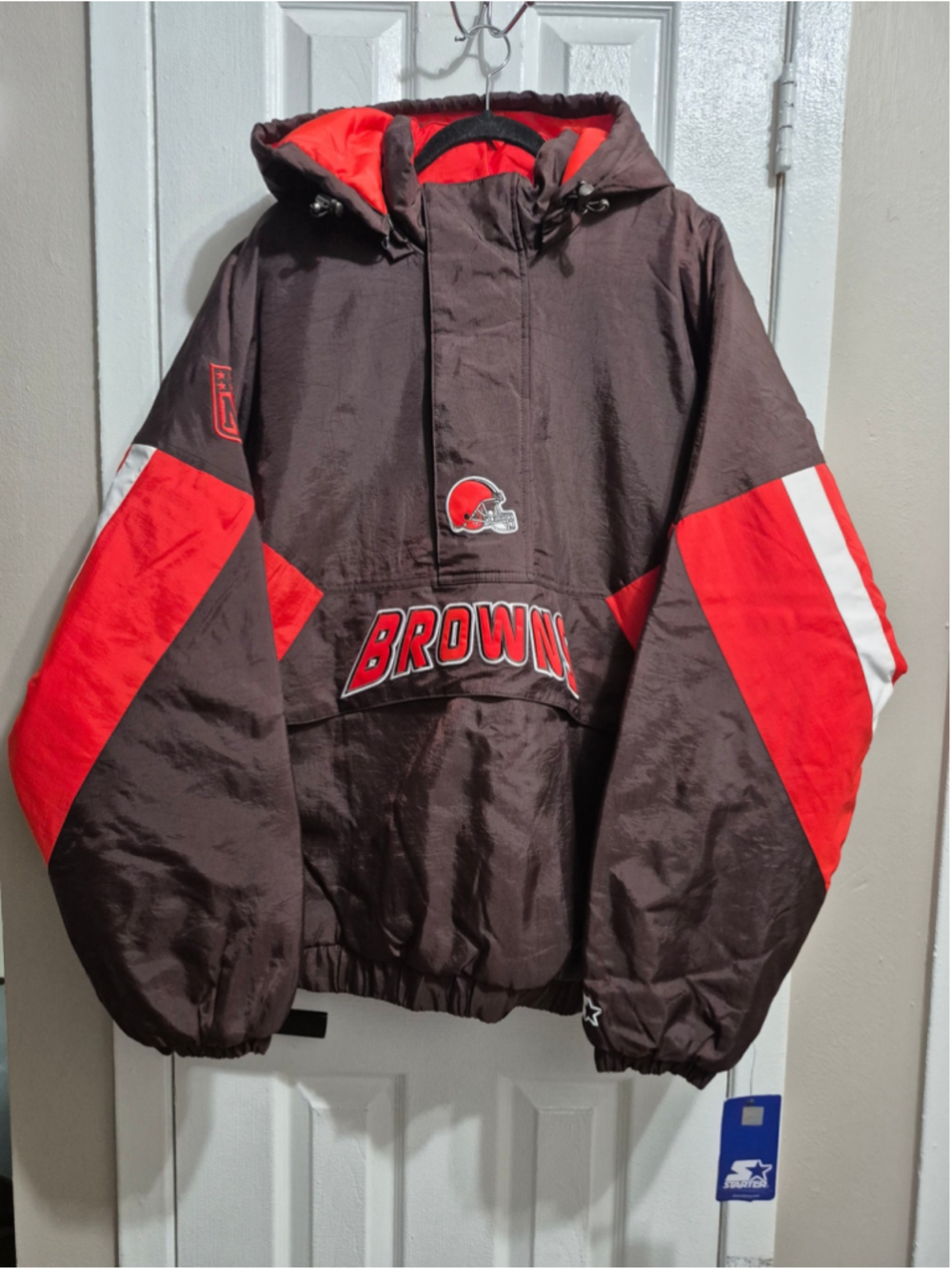 Men's Starter Cleveland Browns Windbreaker Jacket XXL Brown Red